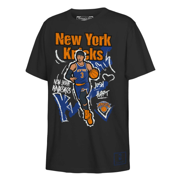 Подростковая New York Knicks Josh Hart Mitchell & Ness Black Chalked Up T-Shirt
