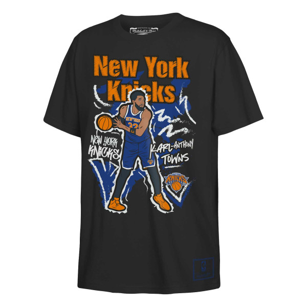 Подростковая New York Knicks Karl-Anthony Towns Mitchell & Ness Black Chalked Up T-Shirt