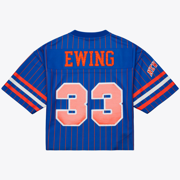 Женская Джерси New York Knicks Patrick Ewing Mitchell & Ness x DANNIJO Blue Name & Number Cropped Football