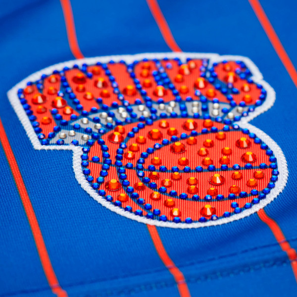 Женская Джерси New York Knicks Patrick Ewing Mitchell & Ness x DANNIJO Blue Name & Number Cropped Football