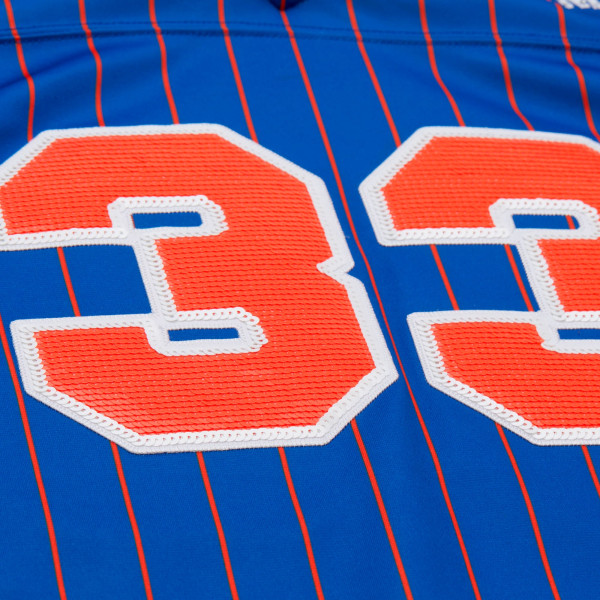 Женская Джерси New York Knicks Patrick Ewing Mitchell & Ness x DANNIJO Blue Name & Number Cropped Football