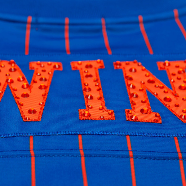 Женская Джерси New York Knicks Patrick Ewing Mitchell & Ness x DANNIJO Blue Name & Number Cropped Football
