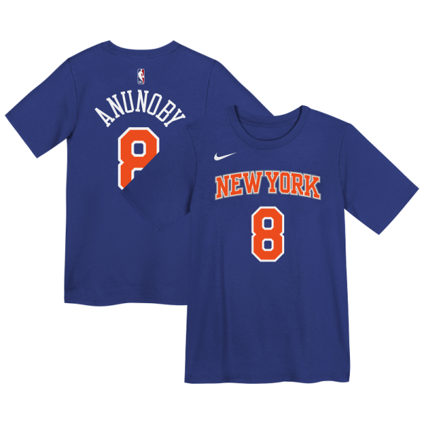 Футболка Preschool New York Knicks OG Anunoby Nike Blue Icon Name & Number