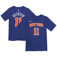 Футболка для дошкольника New York Knicks Jalen Brunson Nike Blue Icon Name & Number