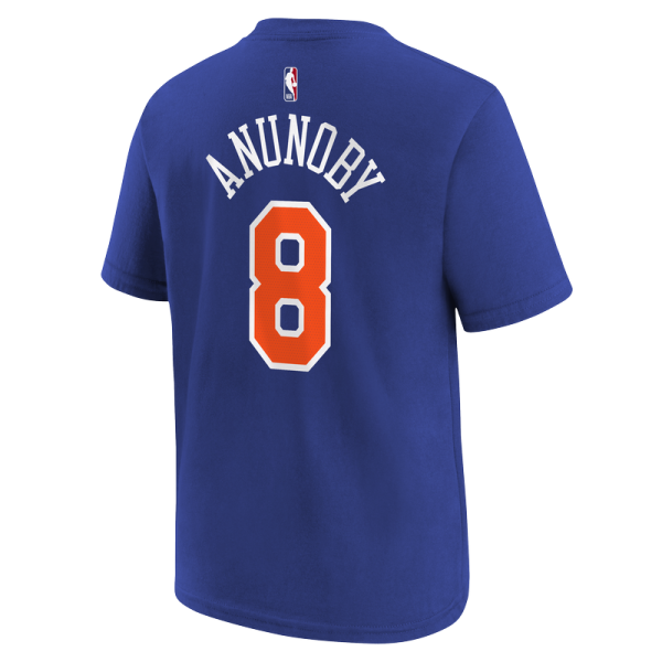 Подростковая New York Knicks OG Anunoby Nike Blue Icon Name & Number T-Shirt