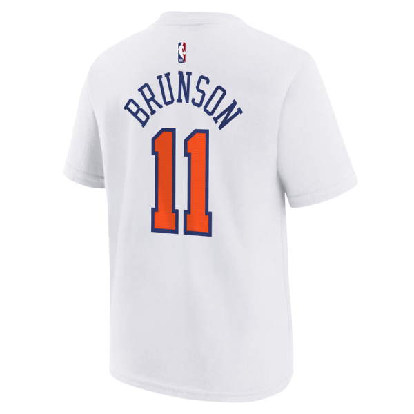 Подростковая New York Knicks Jalen Brunson Nike White Association Name & Number T-Shirt