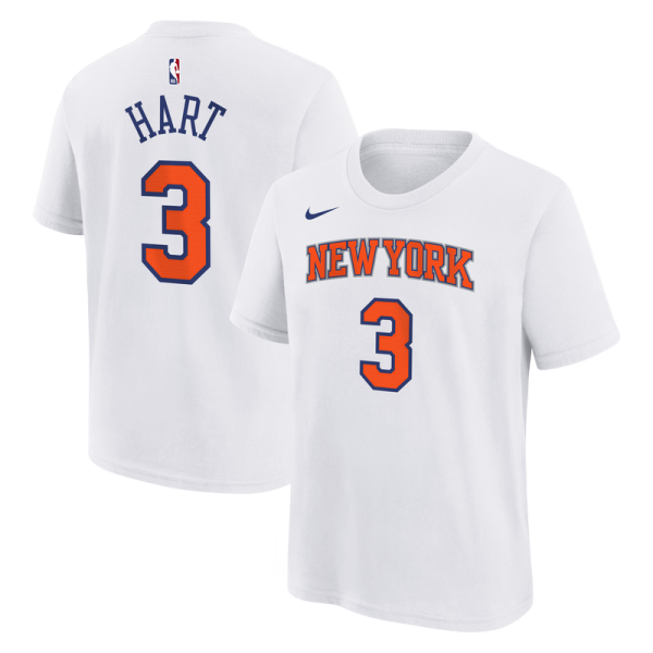 Подростковая New York Knicks Josh Hart Nike White Association Name & Number T-Shirt