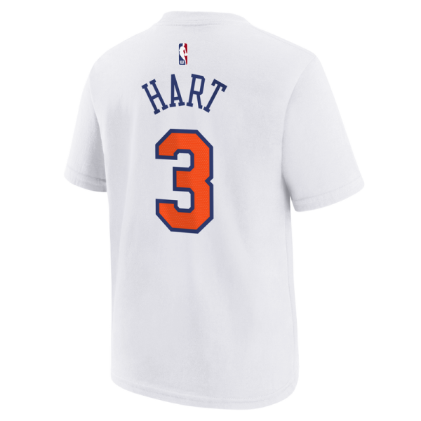 Подростковая New York Knicks Josh Hart Nike White Association Name & Number T-Shirt