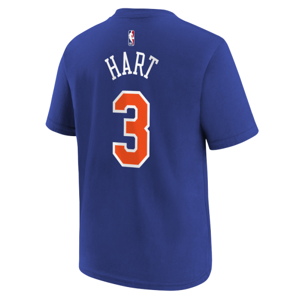 Подростковая New York Knicks Josh Hart Nike Blue Icon Name & Number T-Shirt