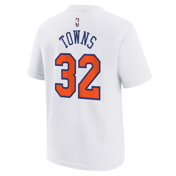 Подростковая New York Knicks Karl-Anthony Towns Nike White Association Name & Number T-Shirt