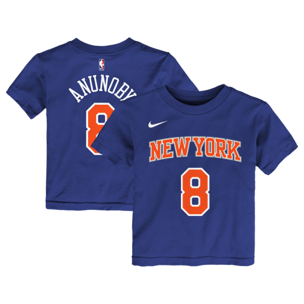 Детская New York Knicks OG Anunoby Nike Blue Icon Name & Number T-Shirt