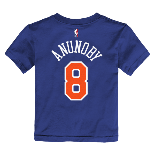 Детская New York Knicks OG Anunoby Nike Blue Icon Name & Number T-Shirt