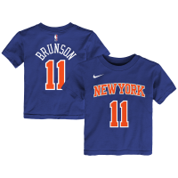 Детская New York Knicks Jalen Brunson Nike Blue Icon Name & Number T-Shirt