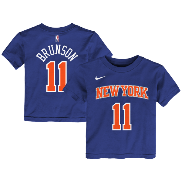 Детская New York Knicks Jalen Brunson Nike Blue Icon Name & Number T-Shirt