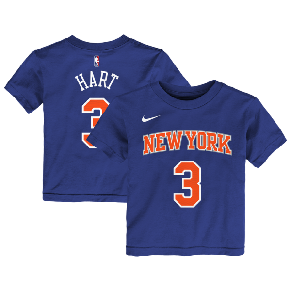 Детская New York Knicks Josh Hart Nike Blue Icon Name & Number T-Shirt