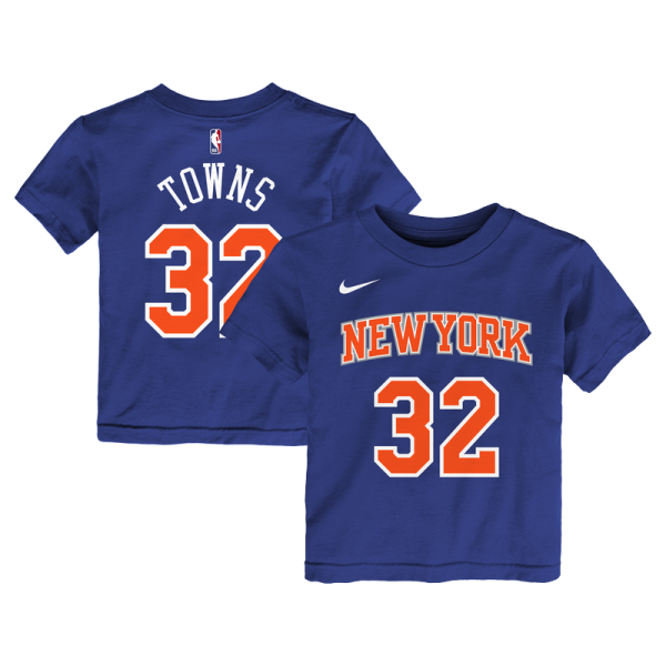 Детская New York Knicks Karl-Anthony Towns Nike Blue Icon Name & Number T-Shirt