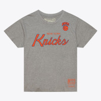 Футболка New York Knicks Mitchell & Ness Heather Gray Vintage Wordmark Boxy