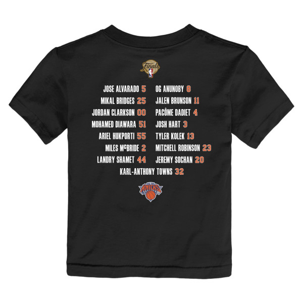Детская New York Knicks Nike Black 2026 NBA Finals Champions Roster T-Shirt