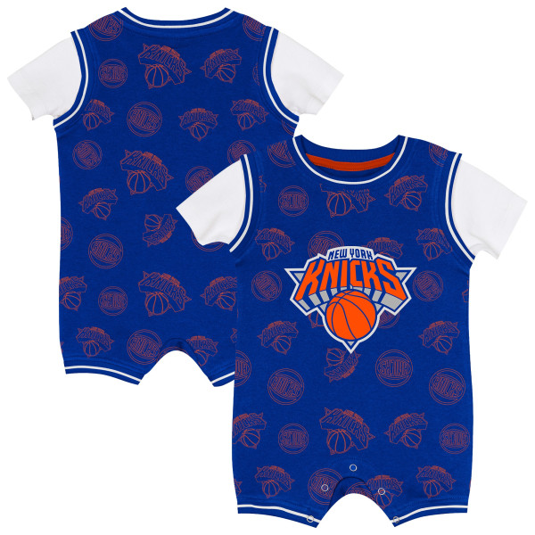 для малыша New York Knicks Outerstuff Blue Logo Mania Bodysuit