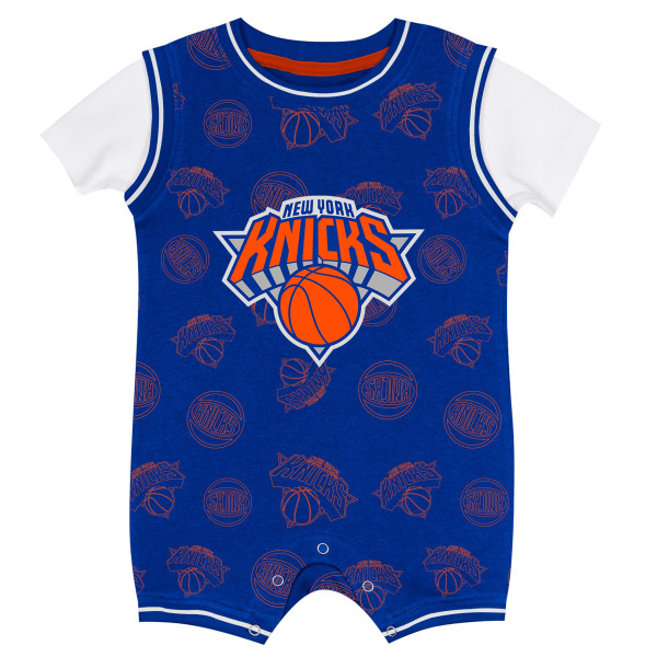 для малыша New York Knicks Outerstuff Blue Logo Mania Bodysuit