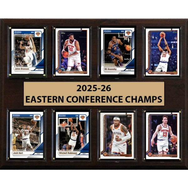 Карточка New York Knicks 2026 NBA Eastern Conference Champions 12 x 15 Eight-Card Plaque