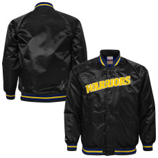 Детская рубашка Golden State Warriors Mitchell & Ness Black Lightweight Satin Raglan Jacket