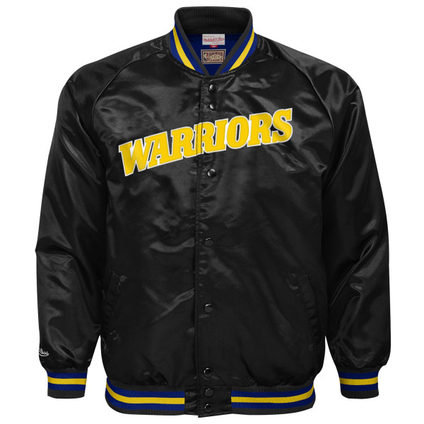 Детская рубашка Golden State Warriors Mitchell & Ness Black Lightweight Satin Raglan Jacket