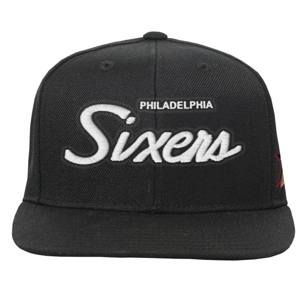Детская бейсболка Philadelphia 76ers Mitchell & Ness Black Head Coach Flat Brim