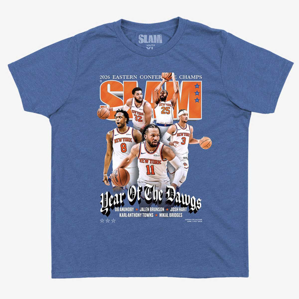 Подростковая New York Knicks SLAM Blue 2026 NBA Eastern Conference Champions Cover T-Shirt