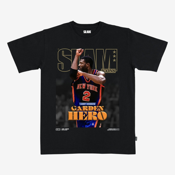Футболка Unisex New York Knicks Larry Johnson SLAM Black Hardwood Classics Cover