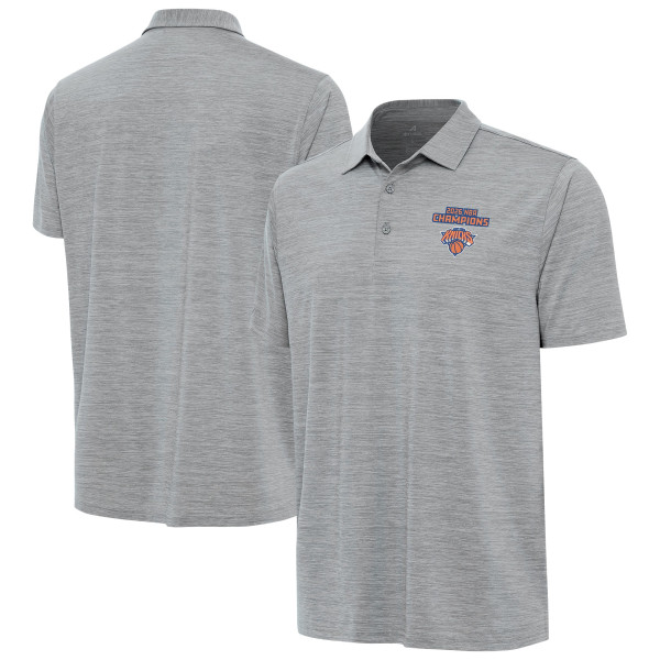 Поло New York Knicks Antigua Heather Gray 2026 NBA Finals Champions Layout