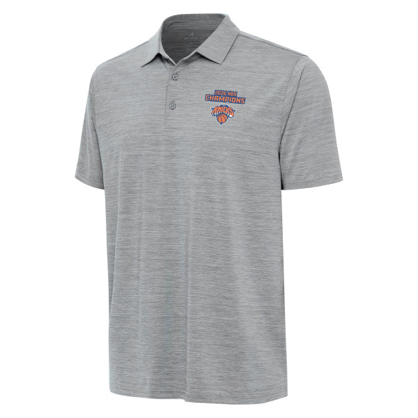 Поло New York Knicks Antigua Heather Gray 2026 NBA Finals Champions Layout
