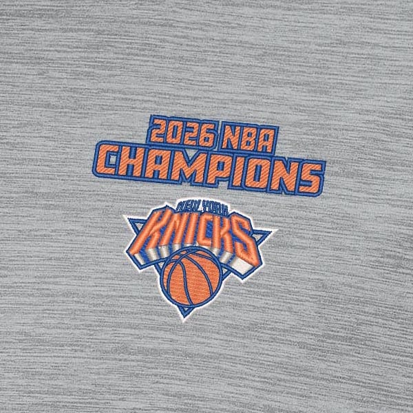 Поло New York Knicks Antigua Heather Gray 2026 NBA Finals Champions Layout