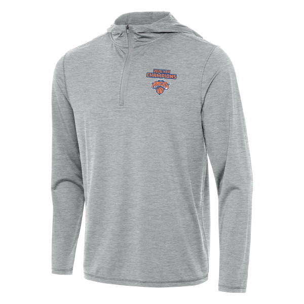 Толстовка New York Knicks Antigua Heather Gray 2026 NBA Finals Champions Tidy Quarter-Zip