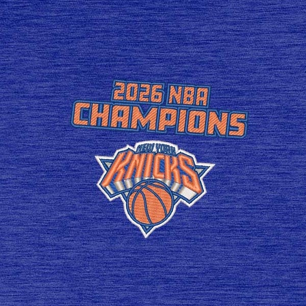 Толстовка New York Knicks Antigua Heather Blue 2026 NBA Finals Champions Tidy Quarter-Zip
