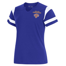 Женская New York Knicks Antigua Blue 2026 NBA Finals Champions Encounter Notch Neck Top