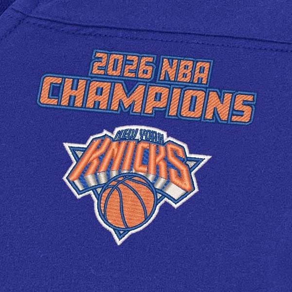 Женская New York Knicks Antigua Blue 2026 NBA Finals Champions Encounter Notch Neck Top