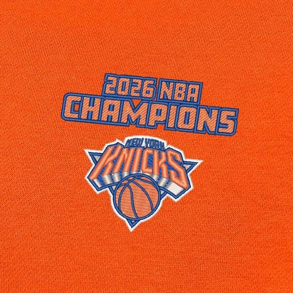 Свитшот New York Knicks Antigua Orange 2026 NBA Finals Champions Victory