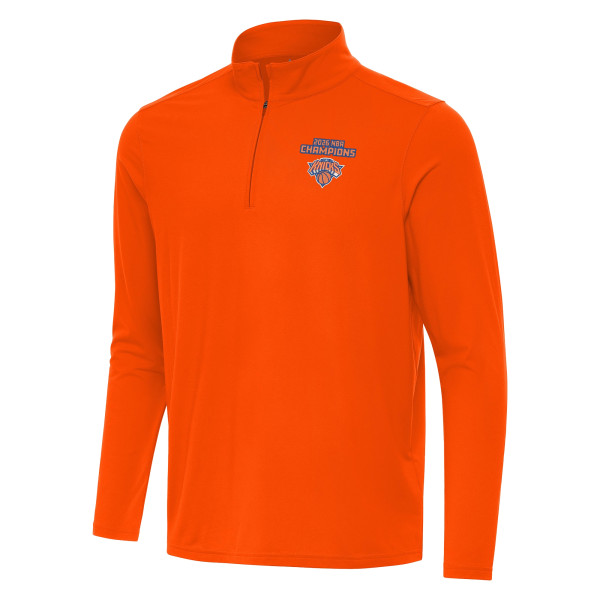 New York Knicks Antigua Orange 2026 NBA Finals Champions Intent Quarter-Zip Pullover