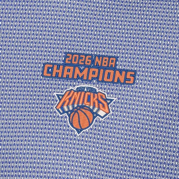 Поло New York Knicks Antigua Heather Blue 2026 NBA Finals Champions Rings