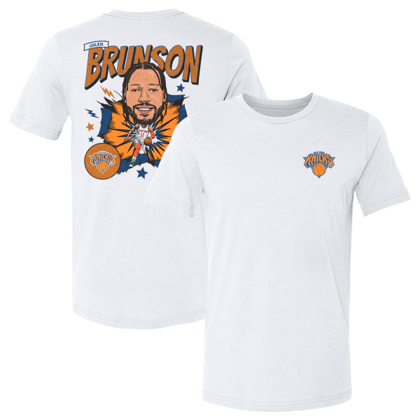 Футболка New York Knicks Jalen Brunson 500 Level White Caricature