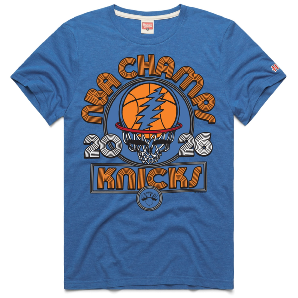 Футболка Unisex New York Knicks x The Grateful Dead Homage Blue 2026 NBA Finals Champions Tri-Blend
