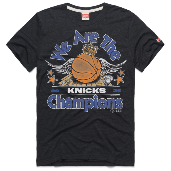 Футболка Unisex New York Knicks x Queen Homage Charcoal 2026 NBA Finals Champions Tri-Blend