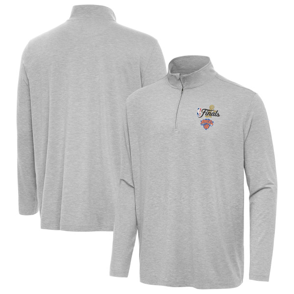 New York Knicks Antigua Heather Gray 2026 NBA Finals Hunk Quarter-Zip Pullover