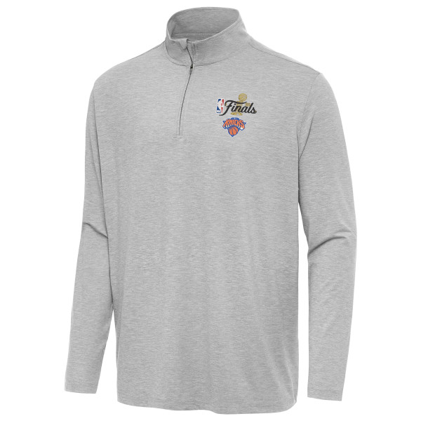New York Knicks Antigua Heather Gray 2026 NBA Finals Hunk Quarter-Zip Pullover