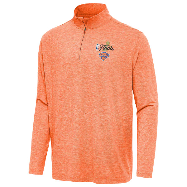 New York Knicks Antigua Heather Orange 2026 NBA Finals Hunk Quarter-Zip Pullover
