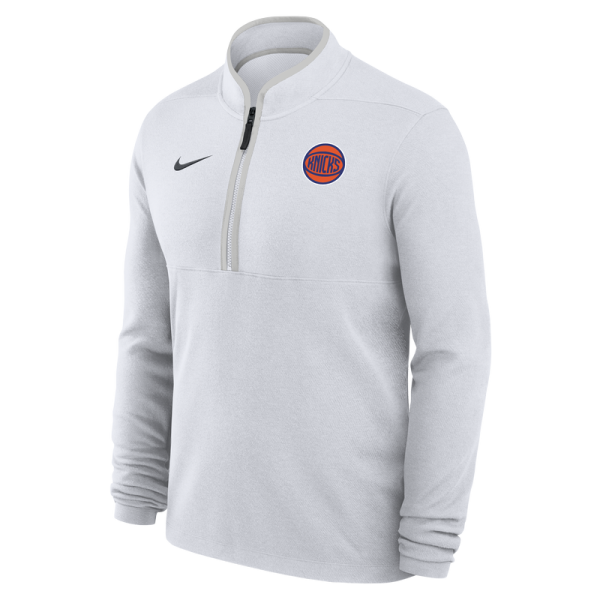 New York Knicks Nike White Dri-FIT Victory Quarter-Zip Pullover