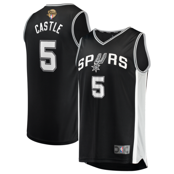 Джерси San Antonio Spurs Stephon Castle Fanatics Black 2026 NBA Finals Patch Fast Break - Icon Edition