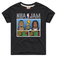 Подростковая San Antonio Spurs Victor Wembanyama & Stephon Castle Homage Charcoal NBA Jam Tri-Blend T-Shirt