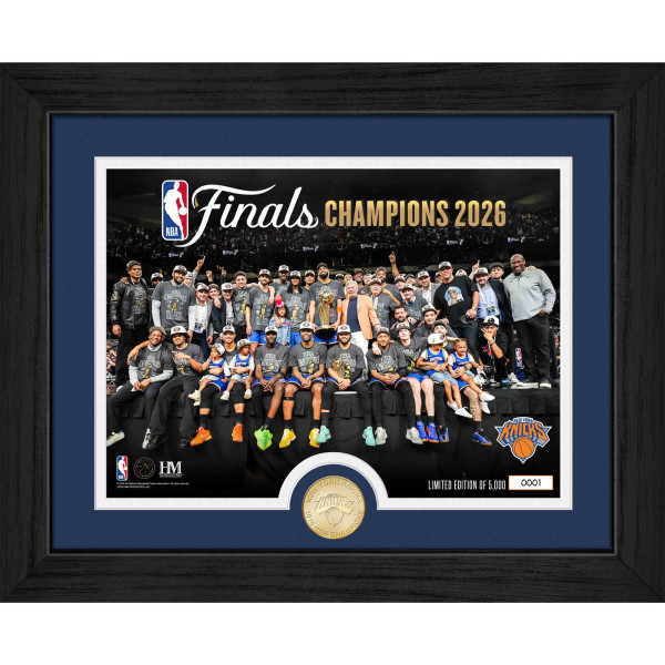 Монета New York Knicks Highland Mint 2026 NBA Finals Champions 13 x 16 Bronze Celebration Photo Mint